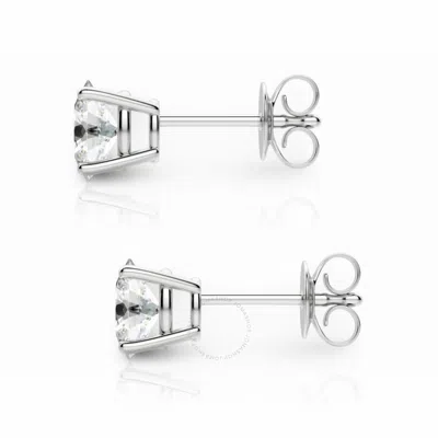 Tresorra 14k White Gold Oval Cut Earth Mined Diamond Stud  Earrings