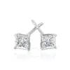 Tresorra 14k White Gold Princess Cut Earth Mined Diamond Stud  Earrings In White