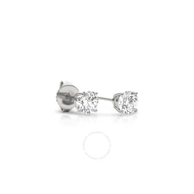 Tresorra 14k White Gold Round Cut Earth Mined Diamond Stud  Earrings In Metallic