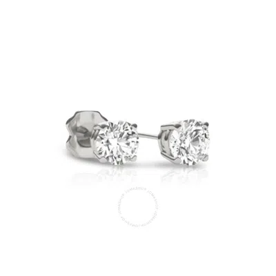 Tresorra 14k White Gold Round Cut Earth Mined Diamond Stud  Earrings In Gray