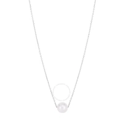 Tresorra 14k White Gold Solitaire Pearl Necklace In Metallic