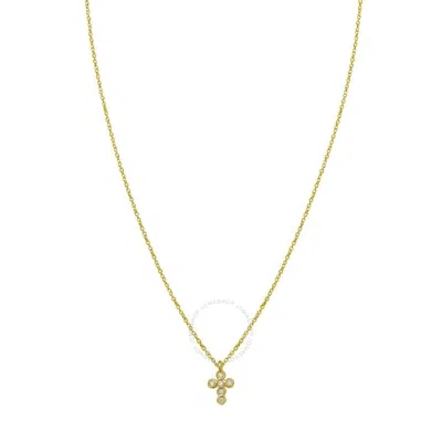 Tresorra 14k Yellow & White Gold Petite Diamond Cross Necklace In Two Tone