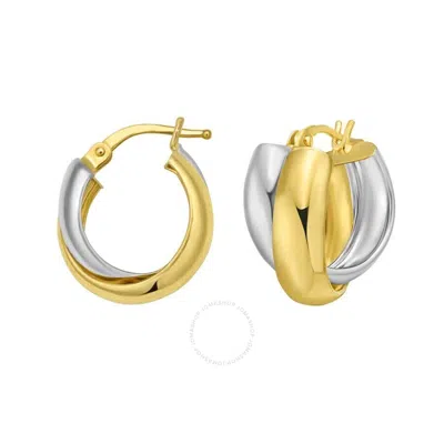 Tresorra 14k Yellow & White Interlocking Trinity Hoop Earrings In Two Tone