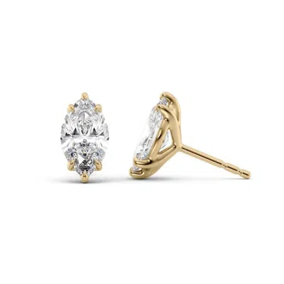 Tresorra 14k Yellow Gold 2 Ctw Marquise Cut Lab-grown Diamond Igi Certified Stud Earrings