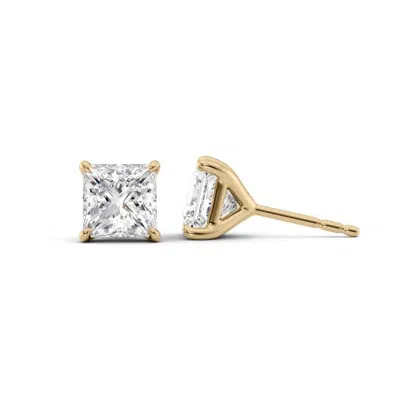 Tresorra 14k Yellow Gold 4 Ctw Princess Cut Lab-grown Diamond Igi Certified Stud Earrings