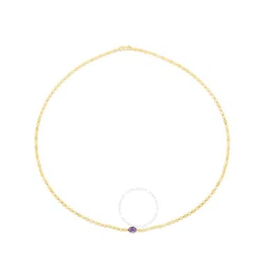 Tresorra 14k Yellow Gold Amethyst Mirron Chain Necklace