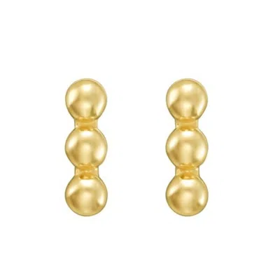 Tresorra 14k Yellow Gold Beaded Bar Stud Earrings In Brown