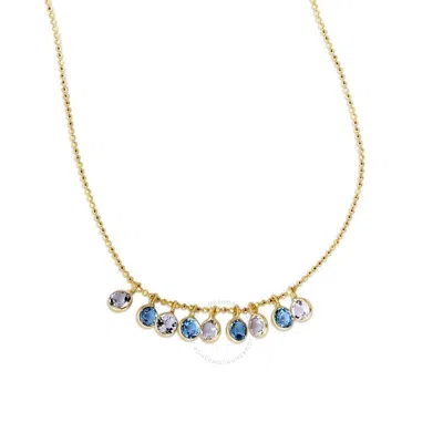 Tresorra 14k Yellow Gold Blue And White Topaz Dancing Drop Necklace In Burgundy
