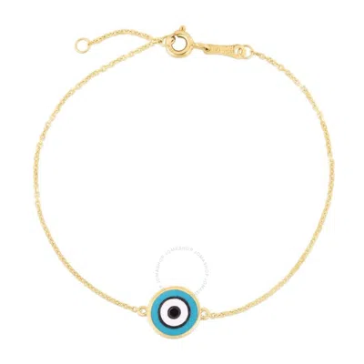 Tresorra 14k Yellow Gold Blue Enamel Evil Eye Bracelet