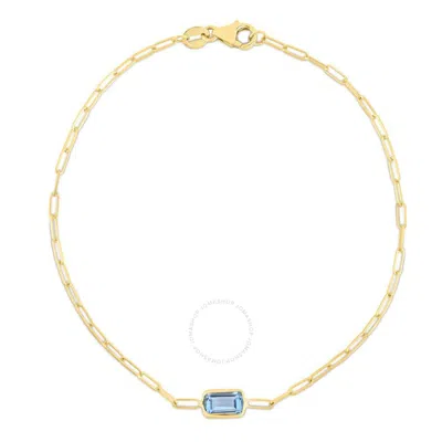 Tresorra 14k Yellow Gold Blue Topaz Paperclip Bracelet