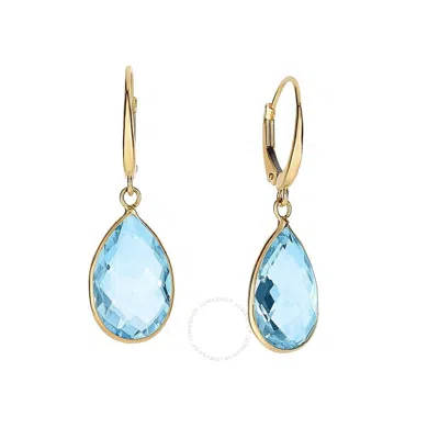 Tresorra 14k Yellow Gold Blue Topaz Pear Drop Earrings