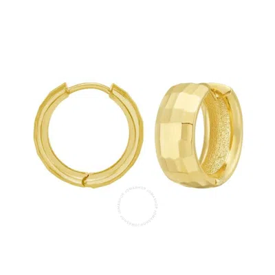 Tresorra 14k Yellow Gold Checkerboard Patterned Hoop Earrings