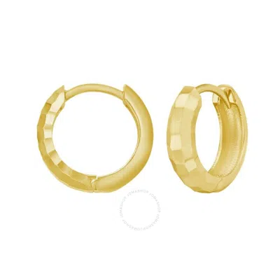 Tresorra 14k Yellow Gold Checkerboard Patterned Huggie Hoop Earrings