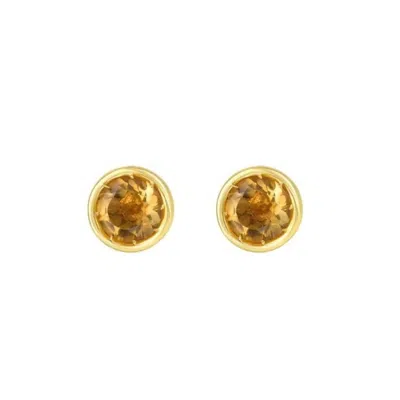 Tresorra 14k Yellow Gold Citrine Birthstone Stud Earrings