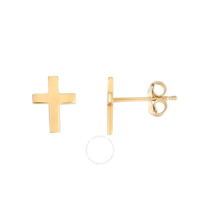 Tresorra 14k Yellow Gold Cross Stud Earrings