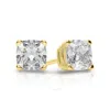 Tresorra 14k Yellow Gold Cushion Cut Earth Mined Diamond Stud  Earrings In Yellow