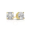 Tresorra 14k Yellow Gold Cushion Cut Earth Mined Diamond Stud  Earrings In Yellow