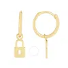 Tresorra 14k Yellow Gold Dangle Lock Huggie Earrings In Yellow
