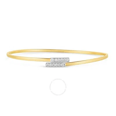 Tresorra 14k Yellow Gold Diamond Bypass Bar Bangle Bracelet