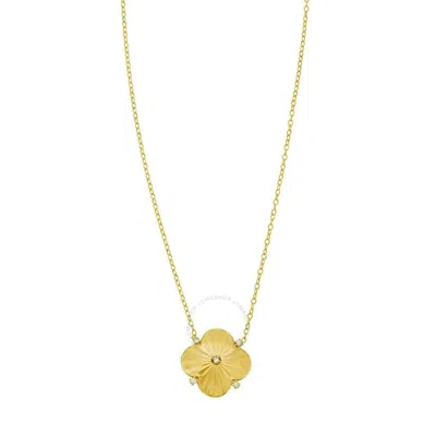 Tresorra 14k Yellow Gold Diamond Clover Pendant Necklace