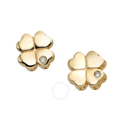 Tresorra 14k Yellow Gold Diamond Clover Stud Earrings