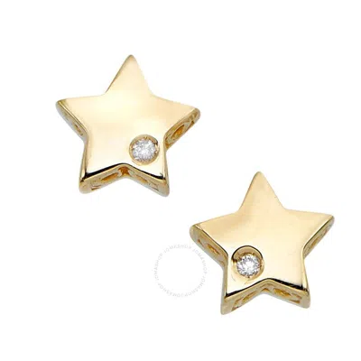 Tresorra 14k Yellow Gold Diamond Star Stud Celestial Earrings