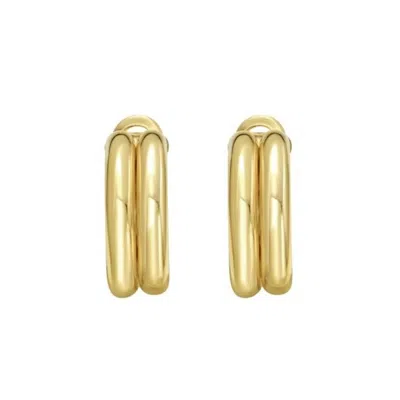 Tresorra 14k Yellow Gold Double Row Hinged Hoop Earrings