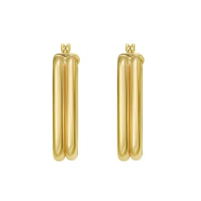 Tresorra 14k Yellow Gold Double Row Paperclip Hoop Earrings