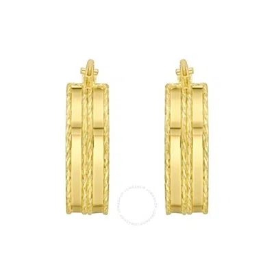 Tresorra 14k Yellow Gold Double Sparkle Spring Hoop Earrings