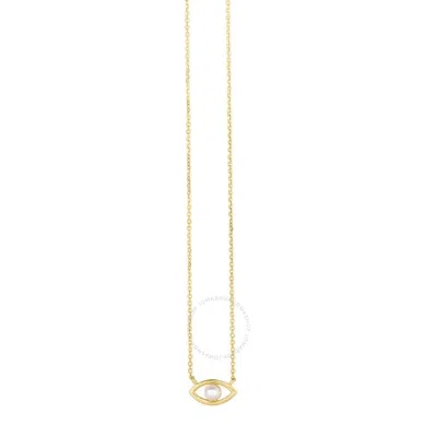 Tresorra 14k Yellow Gold Evil Eye Pearl Pendant Necklace