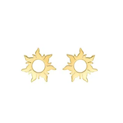 Tresorra 14k Yellow Gold Flaring Sun Stud Earrings