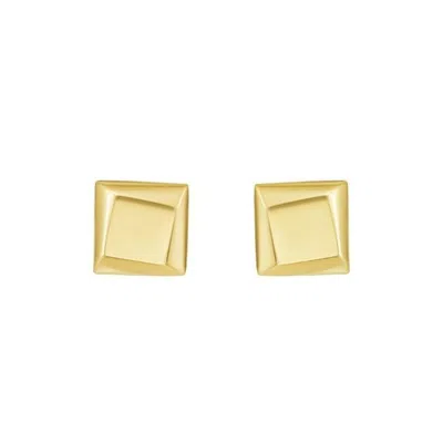 Tresorra 14k Yellow Gold Flat Back Square Stud Earrings