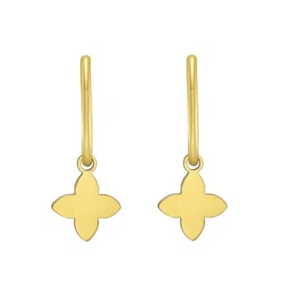 Tresorra 14k Yellow Gold Flower Huggie Earrings
