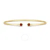 Tresorra 14k Yellow Gold Garnet Open Cuff Bangle Bracelet In Yellow