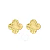 Tresorra 14k Yellow Gold Golden Clover Stud Earrings In Yellow