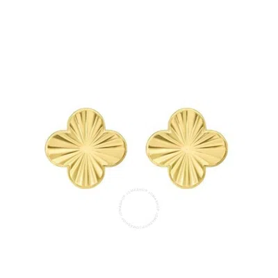 Tresorra 14k Yellow Gold Golden Clover Stud Earrings