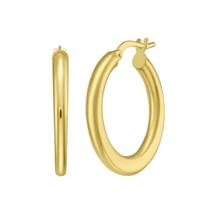 Tresorra 14k Yellow Gold Graduated Flat Hoop Earrings