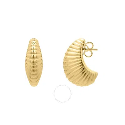 Tresorra 14k Yellow Gold Graduated Puffy Ribbed Shell Hoop Earrings