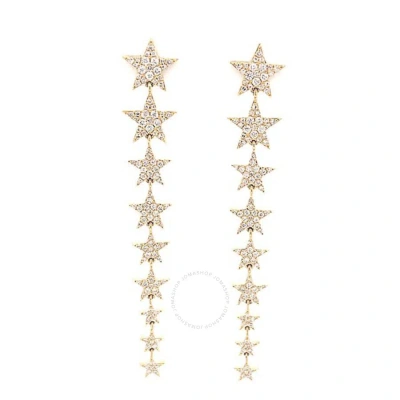 Tresorra 14k Yellow Gold Graduated Starbrust Diamond Dangle Earrings In Metallic