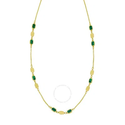 Tresorra 14k Yellow Gold Hexagon Malachite Inlay Links Necklace