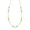Tresorra 14k Yellow Gold Hexagon Turquoise Inlay Links Necklace In Yellow