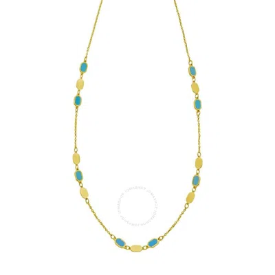 Tresorra 14k Yellow Gold Hexagon Turquoise Inlay Links Necklace