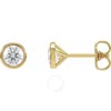 Tresorra 14k Yellow Gold Lab-grown Diamond 1 Carat Round Bezel Set Stud Earrings In Yellow