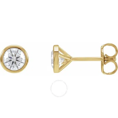 Tresorra 14k Yellow Gold Lab-grown Diamond 1 Carat Round Bezel Set Stud Earrings