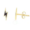 Tresorra 14k Yellow Gold Lightning Bolt Enamel Earrings In Yellow