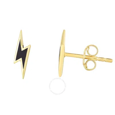 Tresorra 14k Yellow Gold Lightning Bolt Enamel Earrings