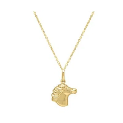 Tresorra 14k Yellow Gold Medium Horse Head Pendant Necklace