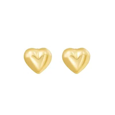Tresorra 14k Yellow Gold Mini Puffed Heart Stud Earrings
