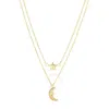 Tresorra 14k Yellow Gold Moon & Star Multi-strand Necklace In Yellow