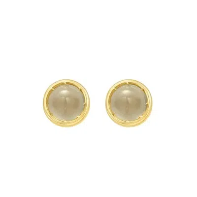Tresorra 14k Yellow Gold Moonstone Birthstone Stud Earrings